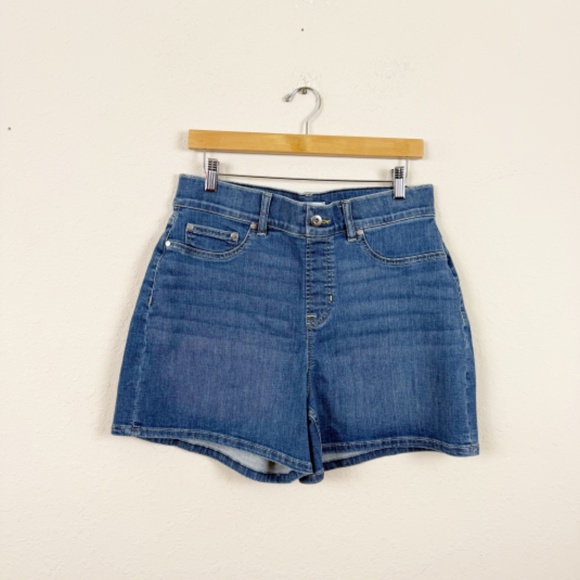Spanx Everywear Jean Shorts 5" Tummy Control Blue Size Large - Picture 1 of 5